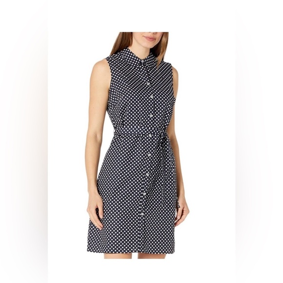 Tommy Hilfiger Dresses & Skirts - Tommy Hilfiger Navy Polka Dot Button Down Dress